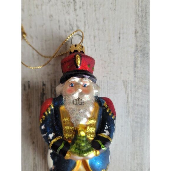 Blown glass AS IS Santa Claus Nutcracker tree glitter ornament Xmas - Picture 4 of 13